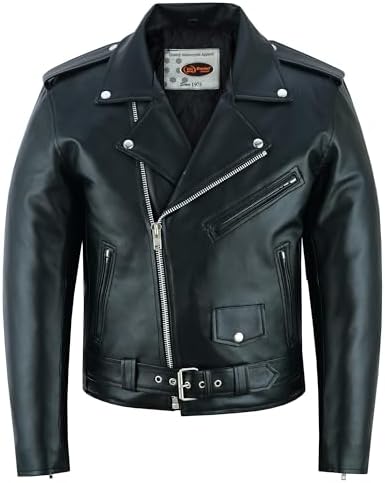 Leather Moto Jacket with Red Sleeves, Asymmetric Zipper, Multiple